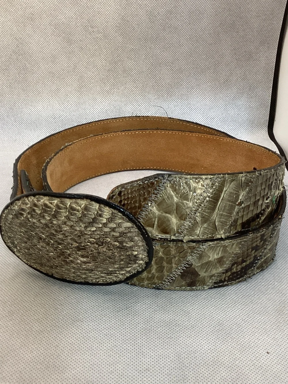 Vintage Acme Python Snakeskin Belt w/ Tony Lama Buckle Western Exotic Belt sz 40 - Picture 1 of 6